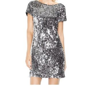 Vince Camuto; sequin shift dress